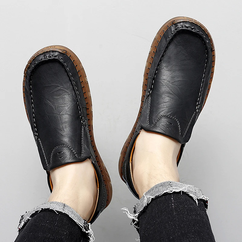 Golden Sapling Business Loafers Fashion Men's Casual Shoes Retro Leather Flats Male Party Moccasins Men Leisure Formal Footwear