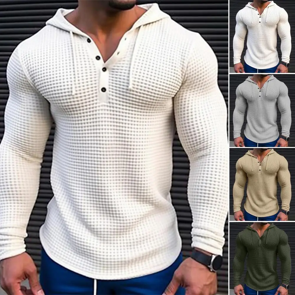 

Men Solid Color Slim Fit Long Sleeved T-shirt Sweatshirt Breathable Sports Top Casual Pullover Shirt Hooded Top Men's Clothing