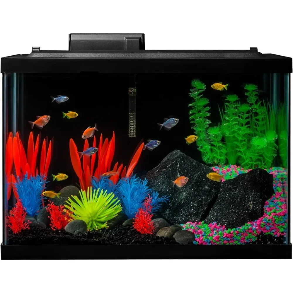 

20 Gallon Aquarium Kit With LED Lights Aquariums and Fish Tanks Decor Heater and Filter Fishbowl Glass Aquatic Pet Supplies Home