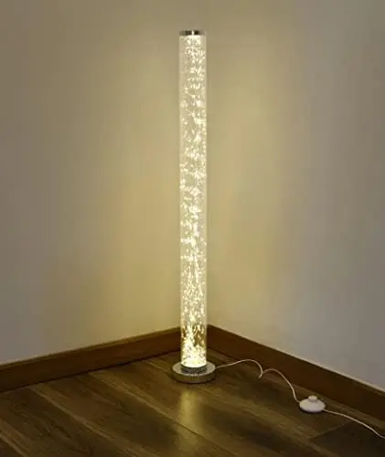 

Living Column Floor Lamp, LED Corner Standing Tube Floor Lamp, Decorative Elegant Design Metal Exposed Rope Floor Lamp for Livin