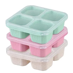 Set of 3 Reusable 4 - Compartment Bento Snack Containers with Lids - Durable, BPA - Free Lunch Boxes for School, Work, and Travel (3 colors)