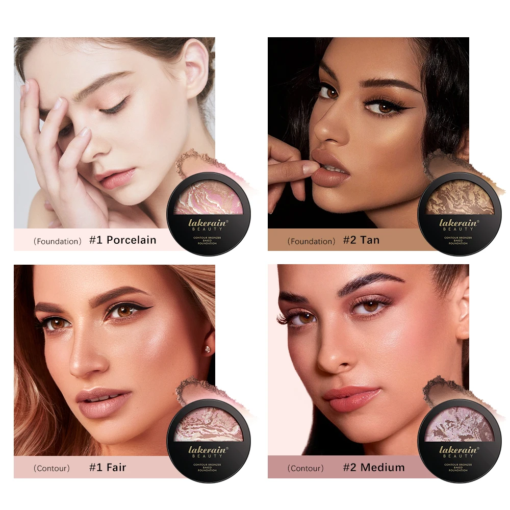 Makeup Cosmetics Demi Matte Natural Finish Baked Brighten Color Correcting Powder Foundation Oil Control