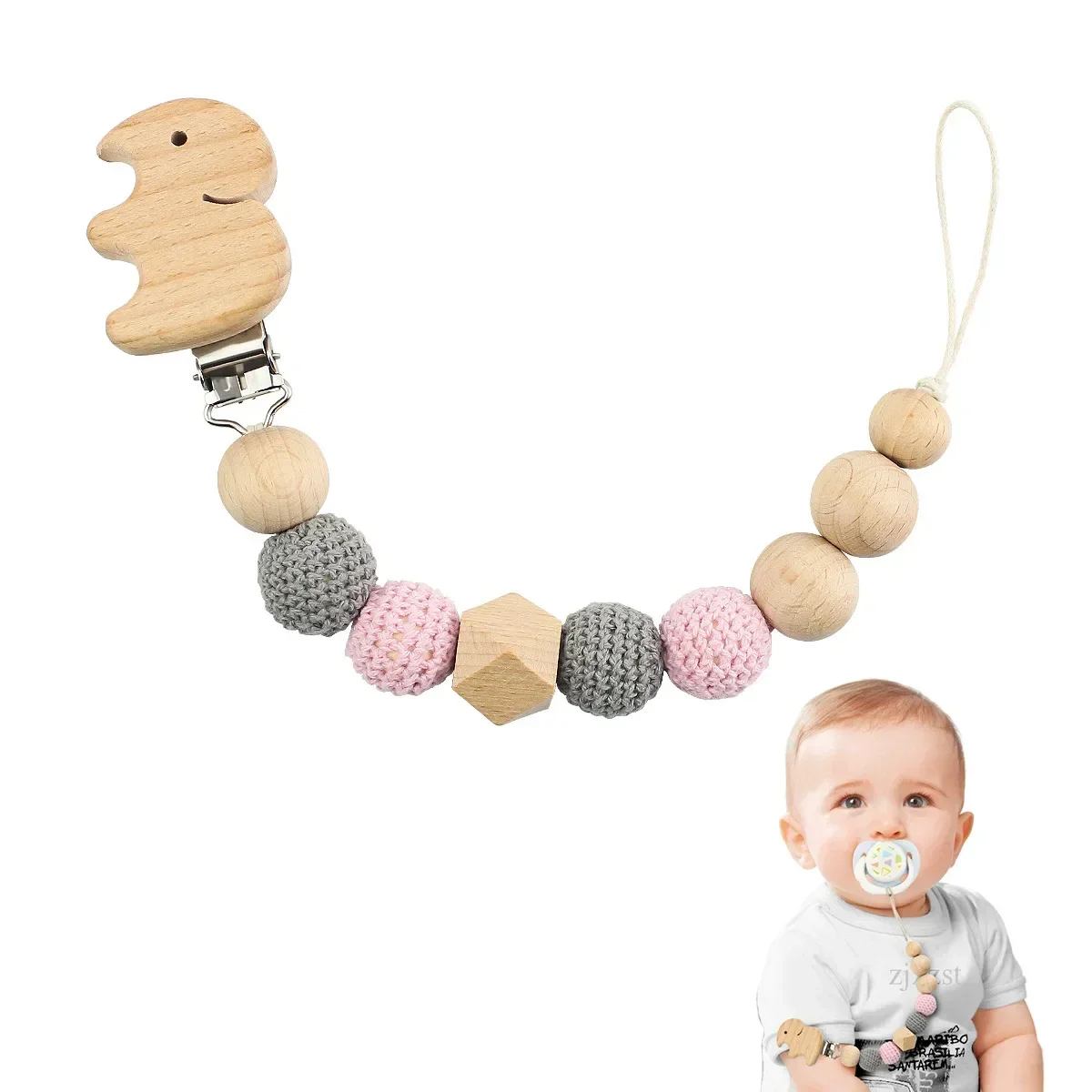 New Baby Pacifier Clips Teethers Bracelet Babies Chain Cute Big Crochet Color Wool Ball Newborn Dummy Nipples Holder Clip Gifts