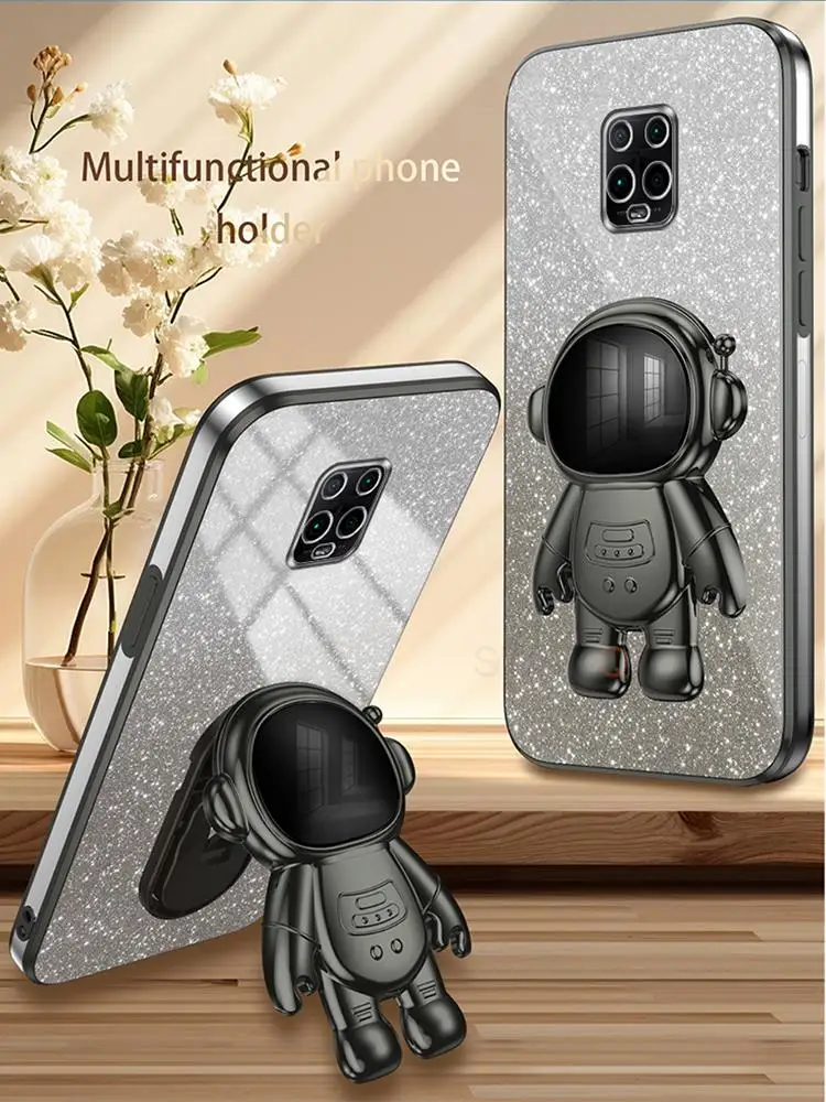 Luxury Glitter Plating Astronaut Holder Stand Silicone Back Cover