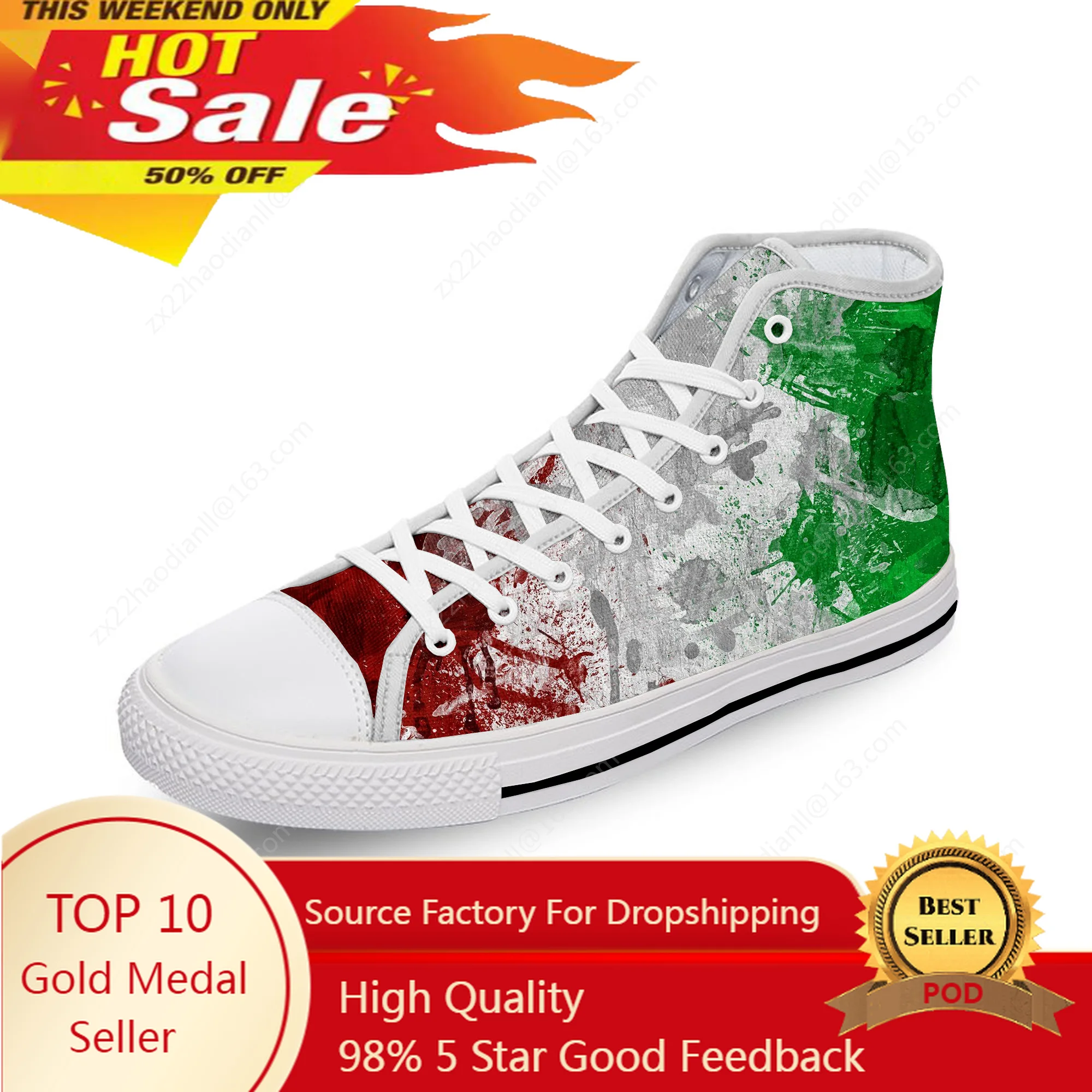 Italy Italian Italia Flag Patriotic White Cloth 3D Print High Top Canvas Fashion Funny Shoes Men Women Breathable Sneakers