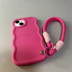 Custodia per telefono colorata antiurto con cinturino e design a onde ricce