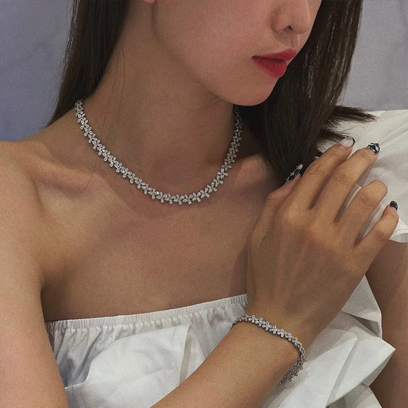 Aazuo 18K White Gold Real Diamonds Senior Banquet Jewelry Set Weave Necklace Bracelet Gift For Women Engagement Wedding Party 17 S025bc66190c14ff99b92c5eac91b5d55u Aazuo 18K White Gold Real Diamonds Senior Banquet Jewelry Set Weave Necklace Bracelet Gift For Women Engagement Wedding Party