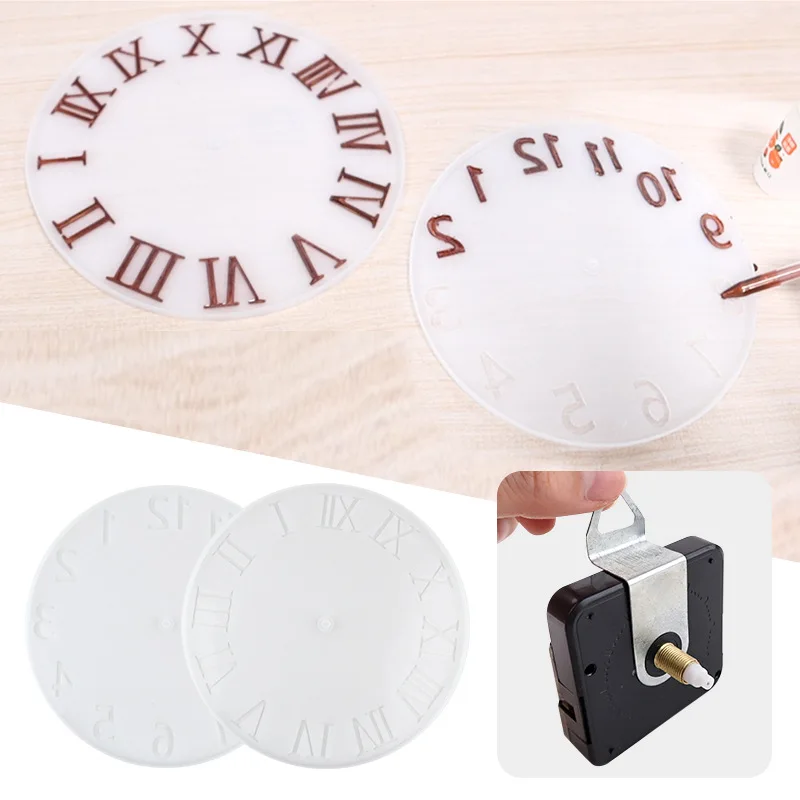 10 inch Epoxy clock mold with watch accessories DIY Roman Arabic digital clock Epoxy silicone mold clock epoxy mold