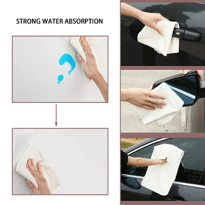 Natural Chamois Leather Car Washing Towels Super Absorbent Car Home Window Glass Drying Cleaning Cloth Quick Dry Wash Towel wash car towel cleaning towel