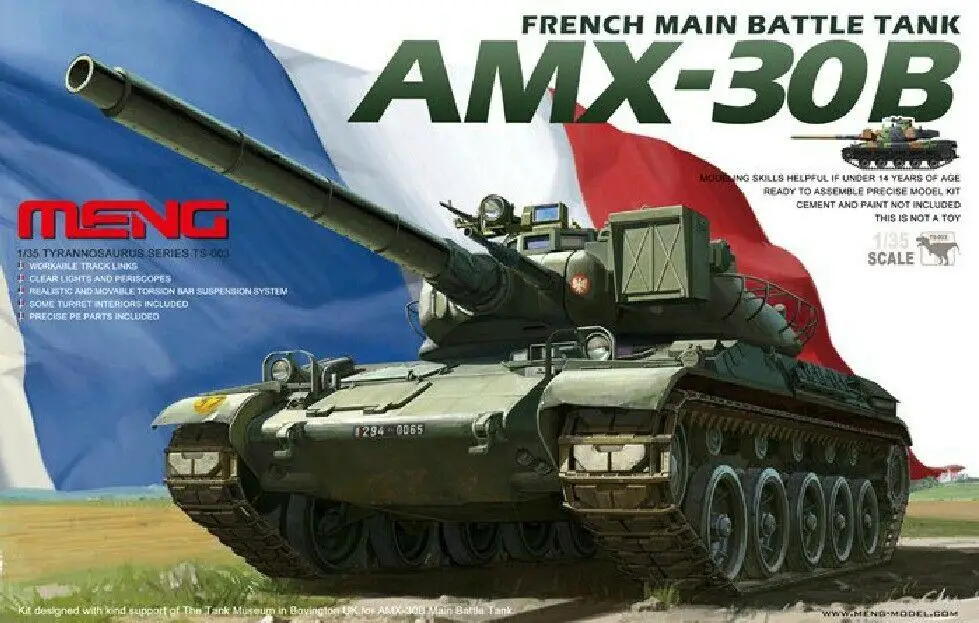 

Meng Model TS-003 1/35 Scale FRENCH MAIN BATTLE TANK AMX-30B Plastic Model Kit