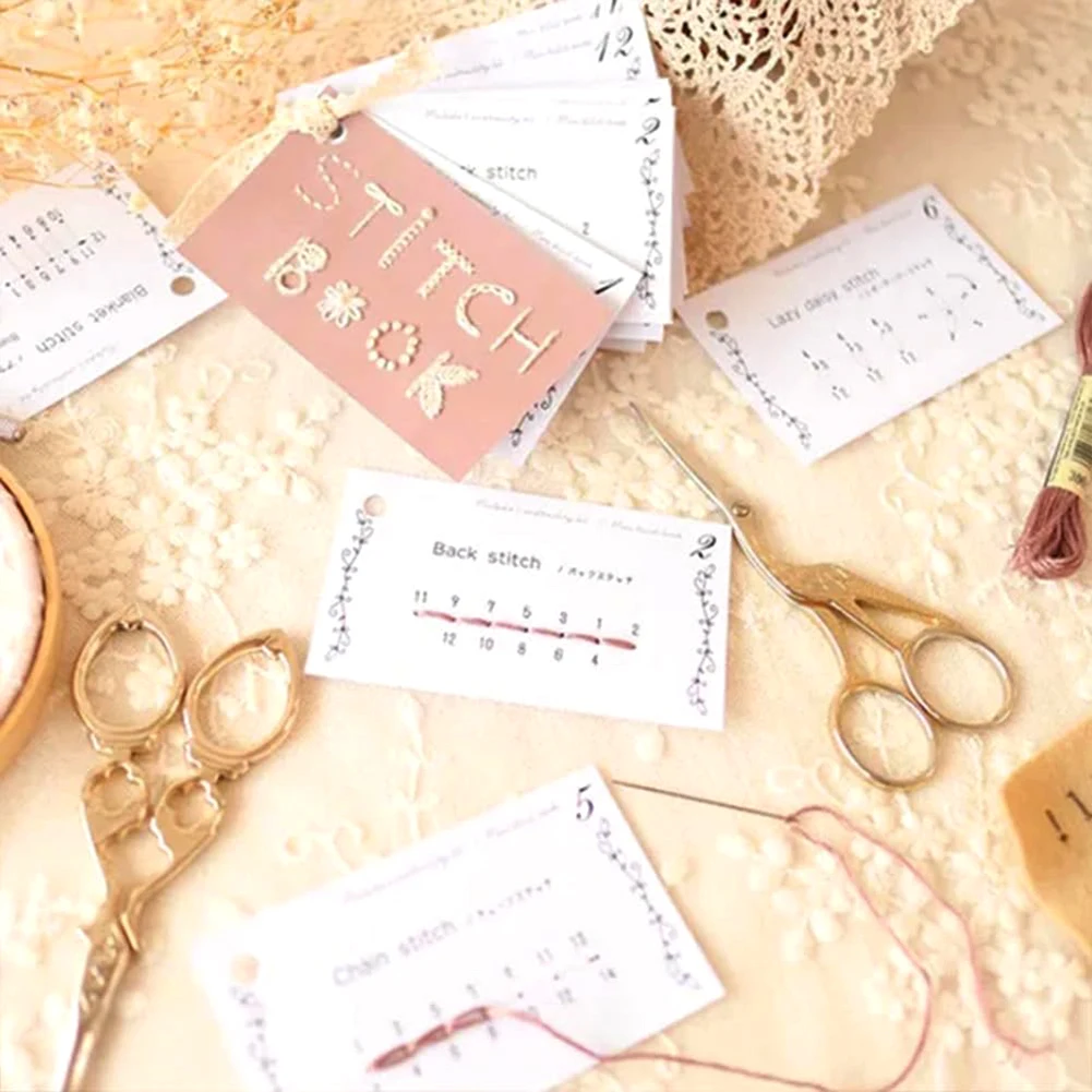 Mini Sewing Card Set Improve Knitting Skill Improving Sewing Techniques Embroidery Stitch Books Women Female