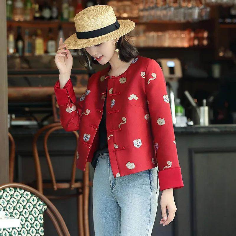 Chinese New Year Party Tangsuit Women Red Jacket