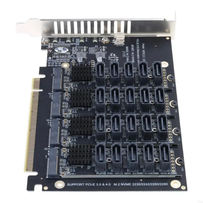 T3EE for M.2 PCIe X16 Expansion Card Supports NVMe for M.2 (2230-2280) 4 x 32Gbps AM4 Socket and Intel VROC NVMe