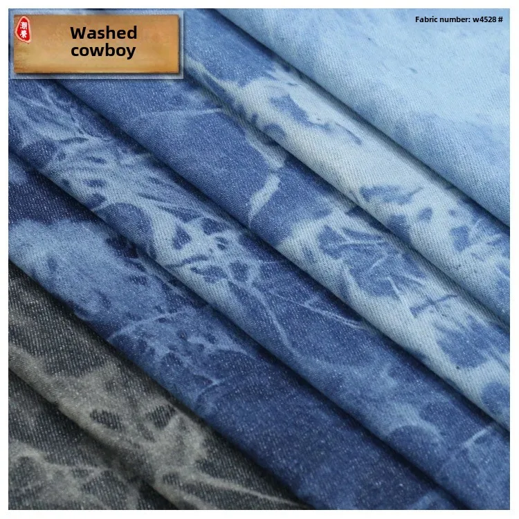 No Elastic Embroidered Denim Fabric for Bag Tie Dye Use Home 10*10 Diagonal Pattern Blue Jeans Material Boys Girls Children
