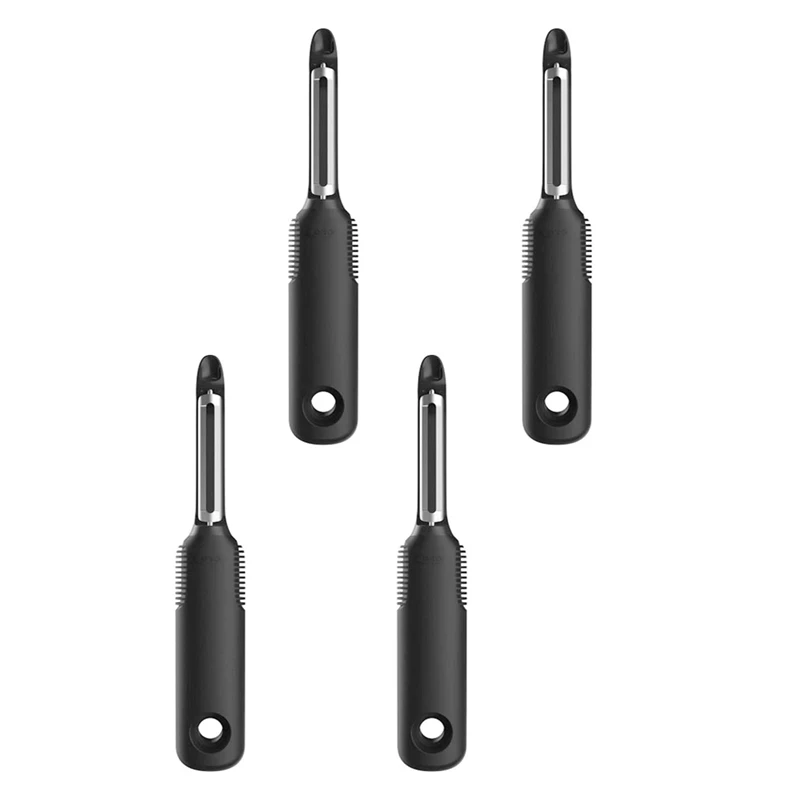 

BEAU-Stainless Steel Non-Slip Kitchen Nonstick Fruit And Vegetable Swivel Peeler Accessory, Black (4 Pack)