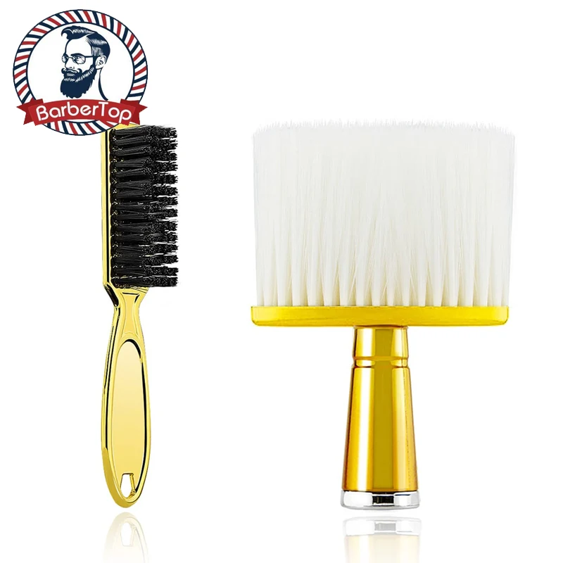 2Pcs Barber Brush Set Hairdresser Blade Clean Brush Neck Duster Brushes Clipper Cleaning Brush Styling Brush Tool New intelligent constant temperature cooling and heating dual purpose fan without fan blade hanging neck fan warm water treasure