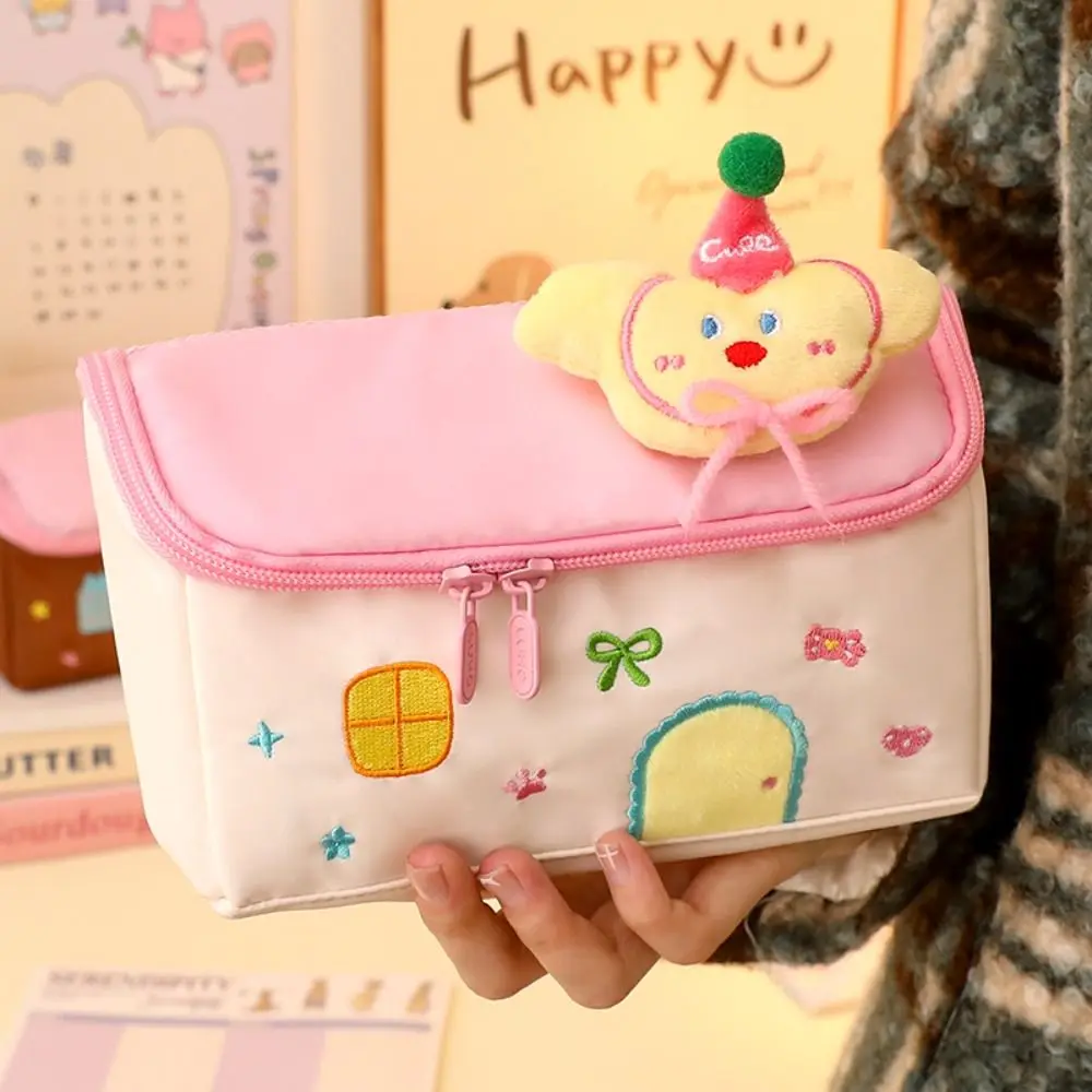 고품질 집 모양의 펜 가방 대용량 방수 메이크업 가방 다층 문구 가방 학교 사무실