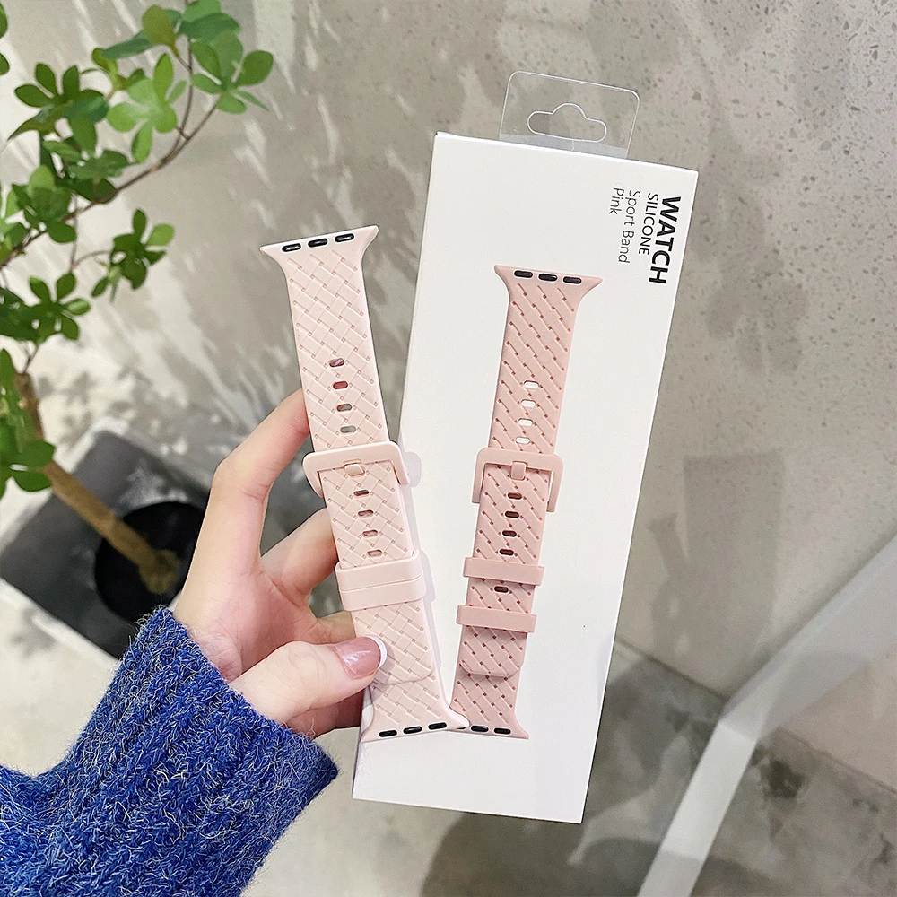 

Soft Silicone Strap For Apple Watch Ultra Band Series 7 8 49MM 45MM 41MM Rubber iWatch SE 6 5 4 3 44MM 40MM 42MM 38MM Bracelet