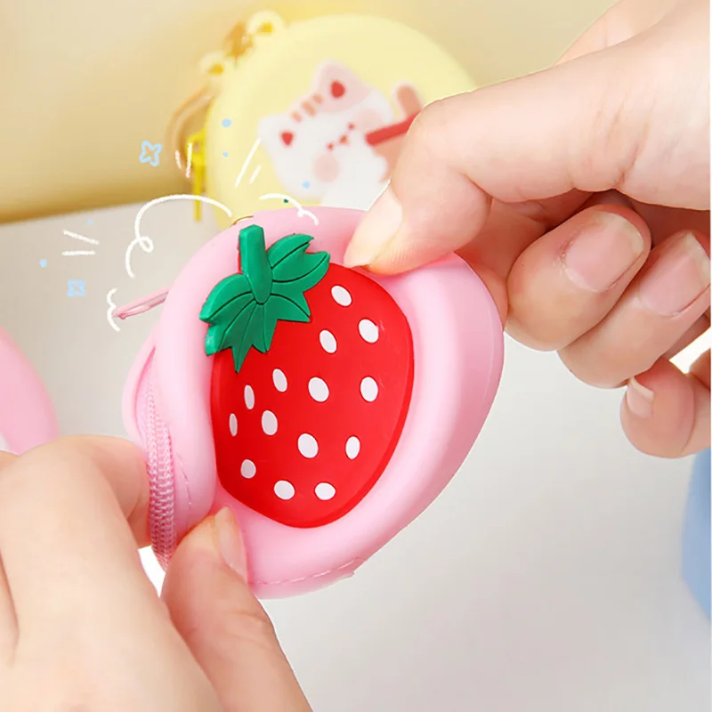 Women Silicone Coin Purse Cartoon Animal Round Shape Coin Wallet Headset Bag Purse Wallet Pouch Bag Kids Gift Keychain