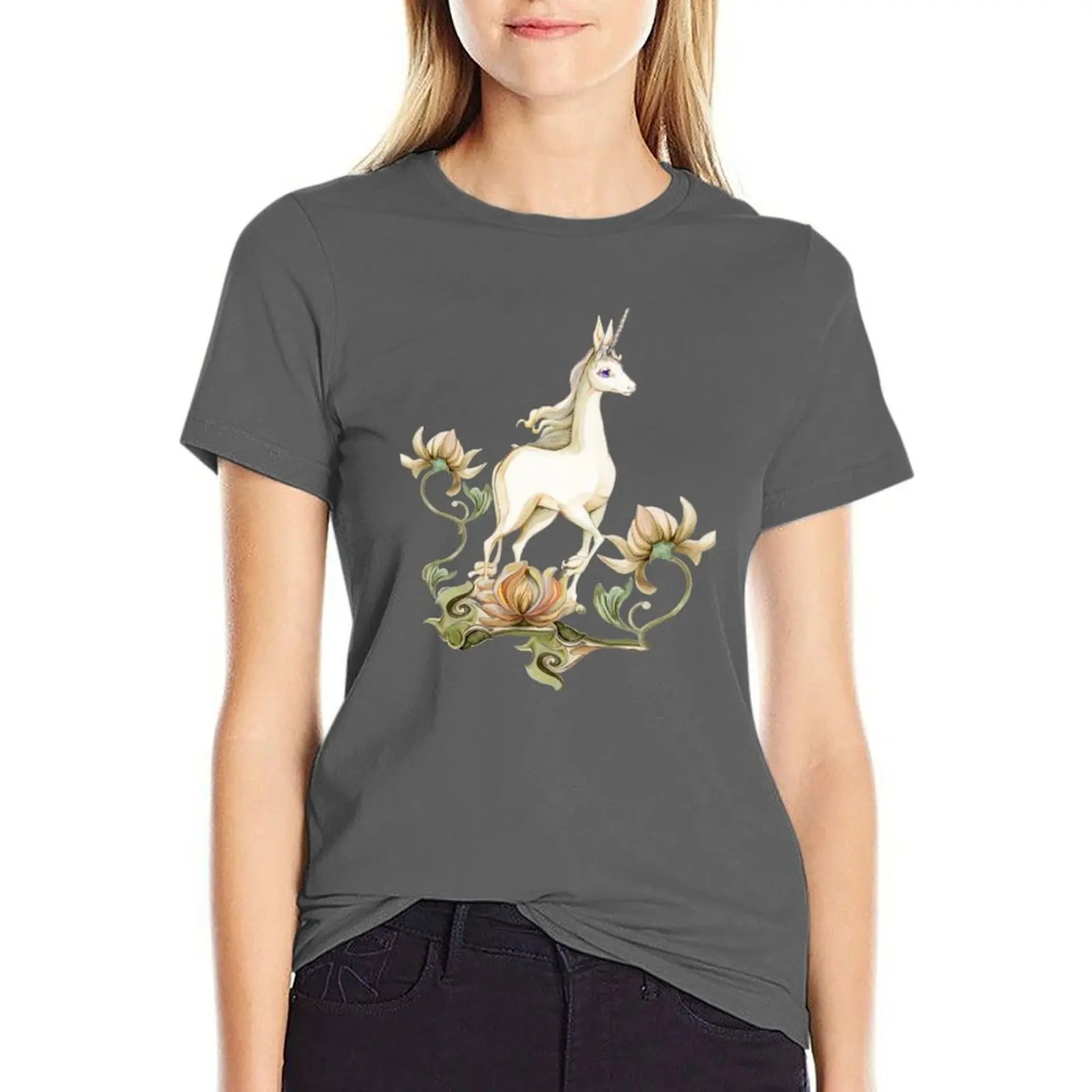 

Last Unicorn - Flower Garden T-Shirt western t shirts for Women t shirts for Womens oversized t shirts for Women
