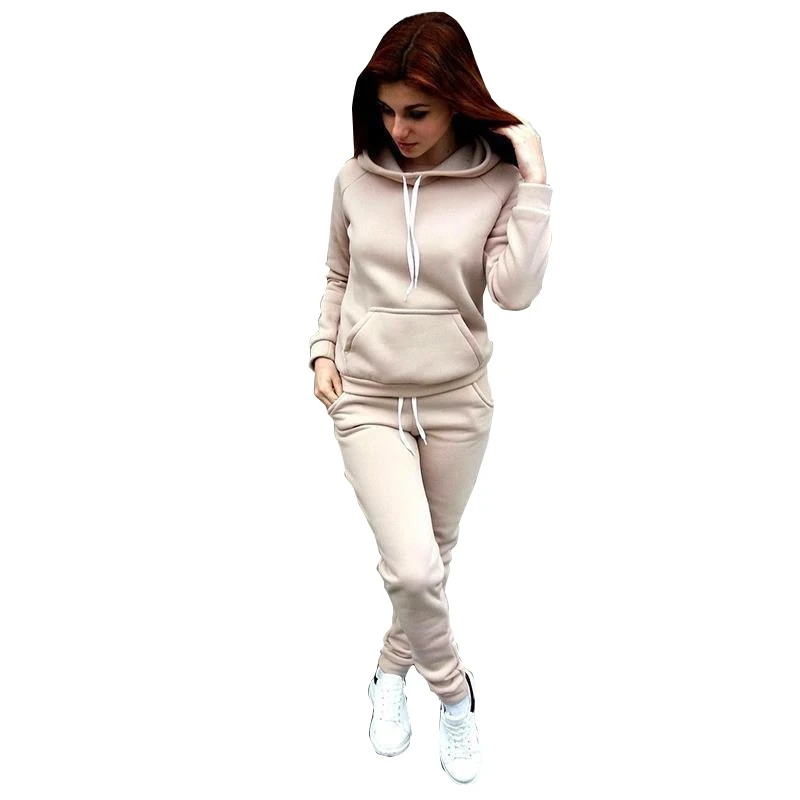 Autumn Hoodies Two Piece Sets Tracksuit Women Oversized Pullovers Sweatshirts Casual Long Pants Sports Suit Female