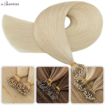S-noilte 1g/strand Nano Rings Micro Links estensioni dei capelli capelli umani doppi disegnati 50 pezzi Nano Bead Prebonded 22 "biondo dritto