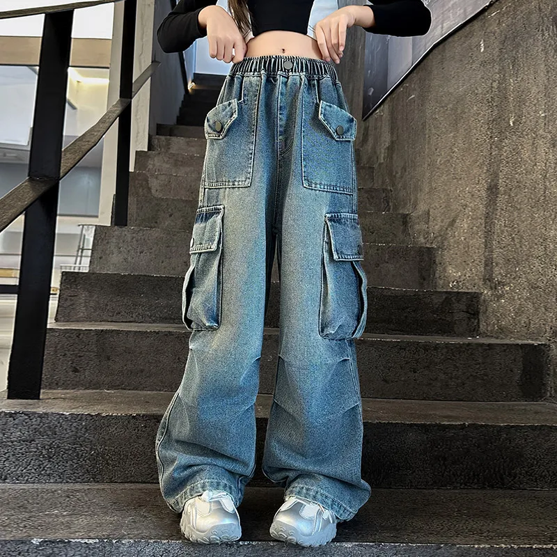 Jeans Casual Kid Bell Bottom Jeans Baggy Jeans Girls YiZYiF Kids