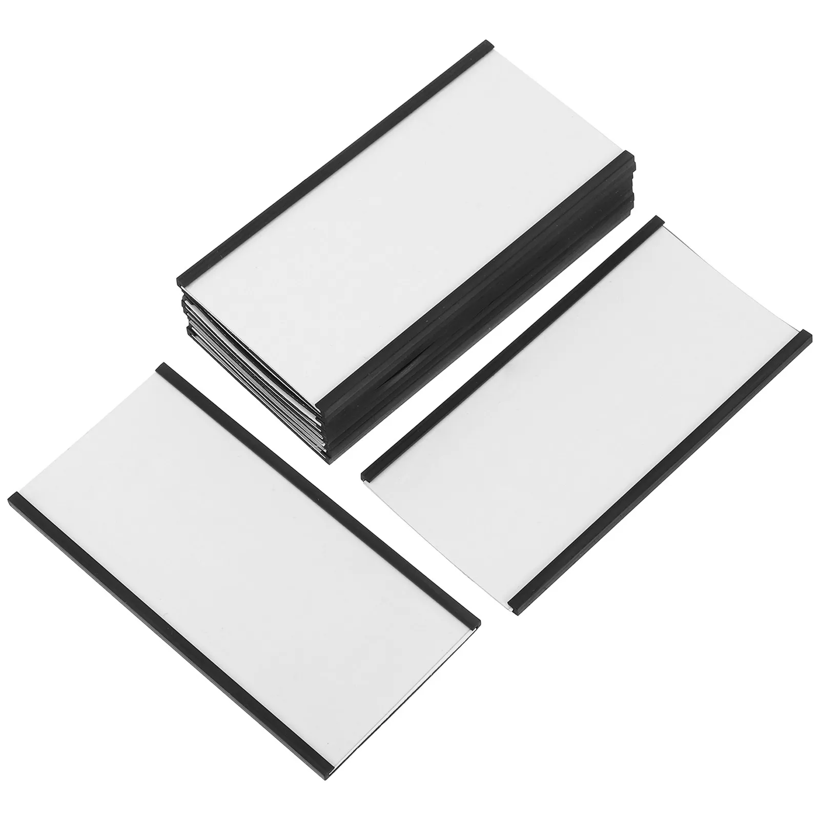 10세트 자석 라벨 홀더 투명 플라스틱 카드 삽입물 사무실 선반, 냉장고, 공구함, 파일 캐비닛에 재사용 가능