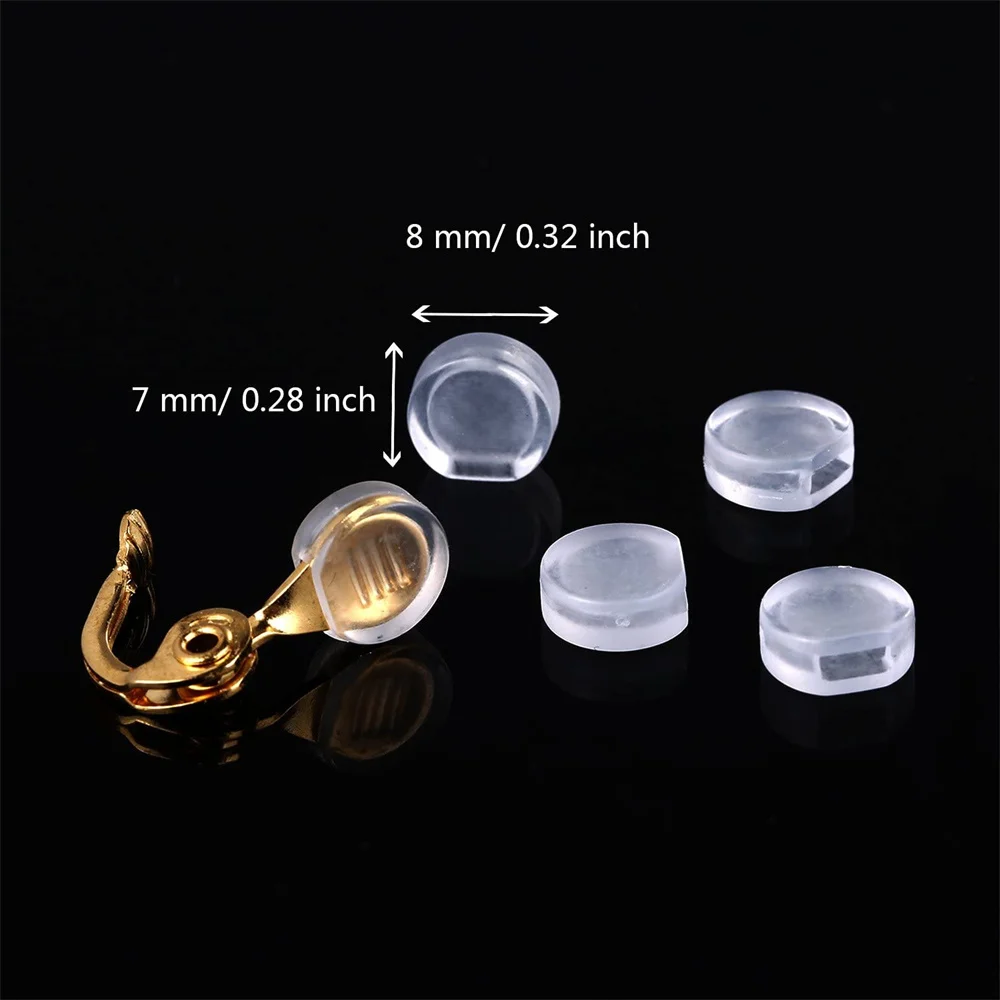 50 Stück transparente Silikon-Ohrring-Rückenpolster, Komfort-Kissen, Ersatz für DIY-Clips an Ohrschmuckherstellungszubehör – Detail 4