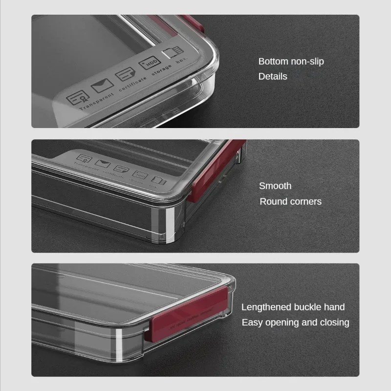 A4 투명 보관 상자 휴대용 플라스틱 대용량 문서 편지지 보석 보관 케이스 학교 홈 오피스 용품