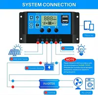 Contrôleur de Charge de panneau solaire 12V 24V MPPT PWM 10A 20A 30A, régulateur de chargeur de batterie automobile, sortie USB 5V Max PV 50V DC 4