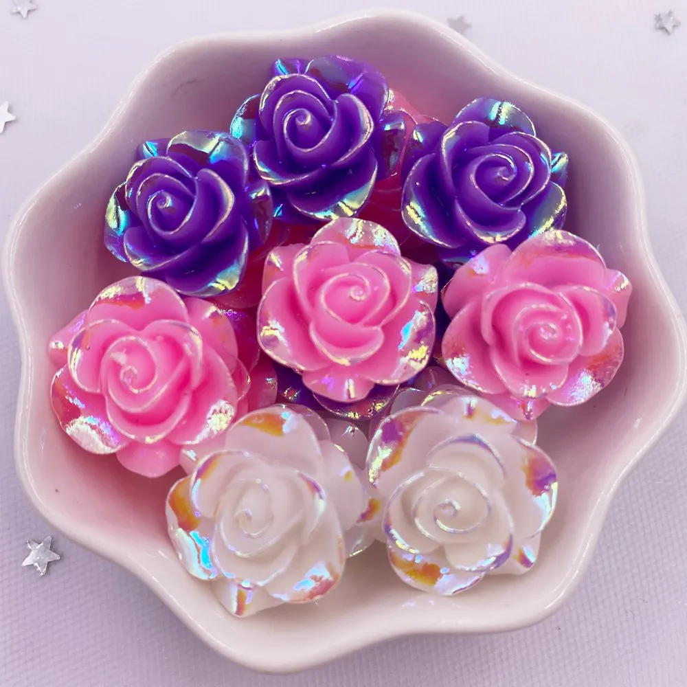 20mm AB 수지 로즈 Flatback 꽃 라인 석 보석 20Pcs 스크랩북 웨딩 장식품 아플리케 공예 DIY SL691