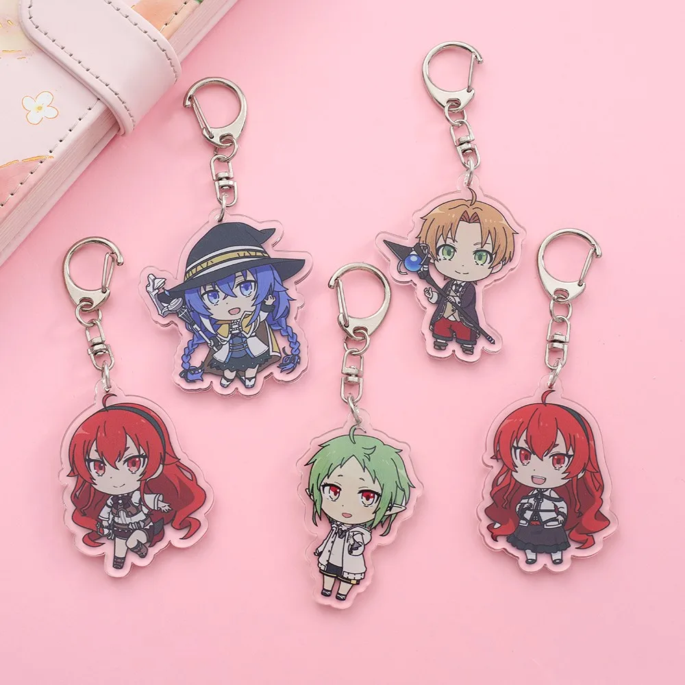 1/5Pcs 애니메이션 피규어 Mushoku Tensei 아크릴 키 체인 귀여운 배낭..