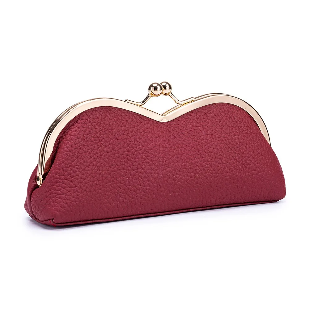 Genuine Leather Eyeglasses Case, Creative & Niche Portable Sunglasses Holder Sun Glasses & Eyebrow Pencils Storage Bag for Women