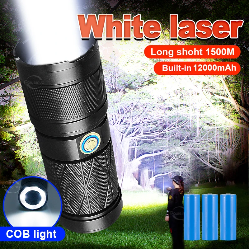 Recharge Flashlight USB High Power LED Flashlights 12000mAh Powerful Torch Zoom Tactical Lantern Camping Hand Lamp