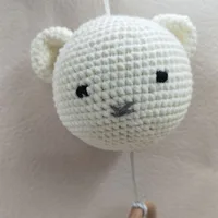 Handmade Crochet Bear Animal Head Knitting Rattle With Music DIY Baby Infant Newborn Teether Sensory Toy 2