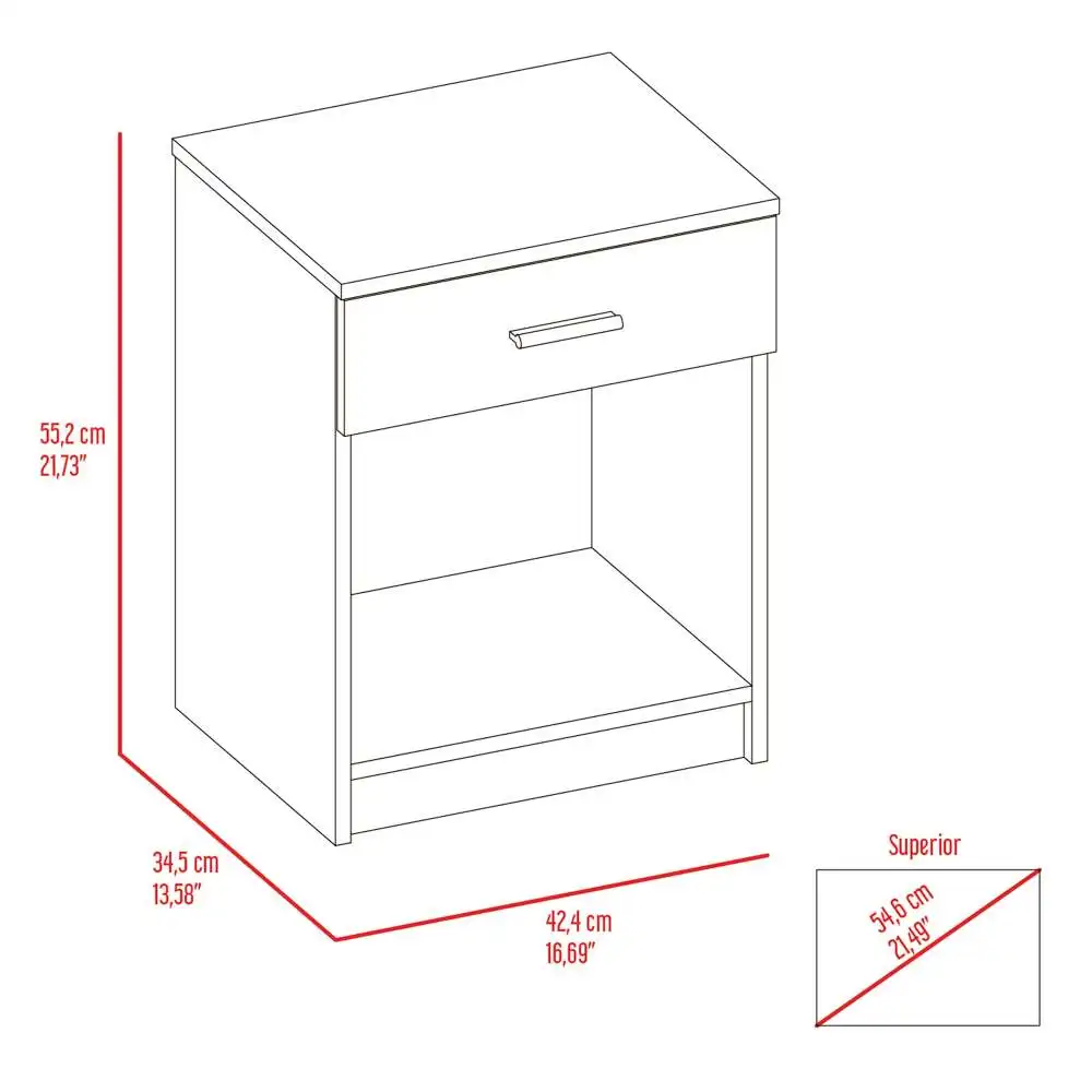 Pictor Nightstand with Drawer, Shelf, Superior Top 6