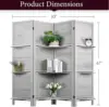 4 Panel 5.6 Ft Tall Room Divider, Wood Room Dividers And Folding Privacy Screens, Panel Divider&Room Dividers, Grey Room 3