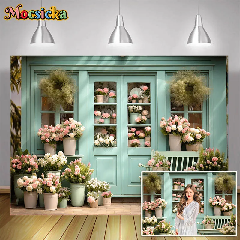 

Mocsicka Light Green Shop Backdrops For Photography Spring Flowers Girl Woman Portrait Photo Backgrounds Photocall Studio Props