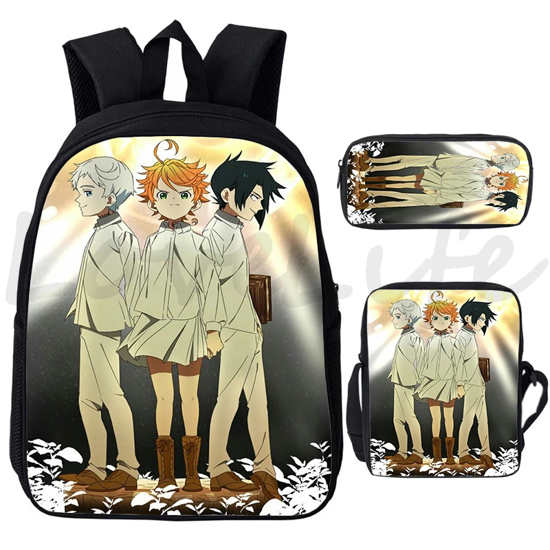 The Promised Neverland Backpack 3 Set Children Anime School Bags Boys Girls Bookbag Teens Rucksack Shoulders Bag Travel Bagpack images - 6