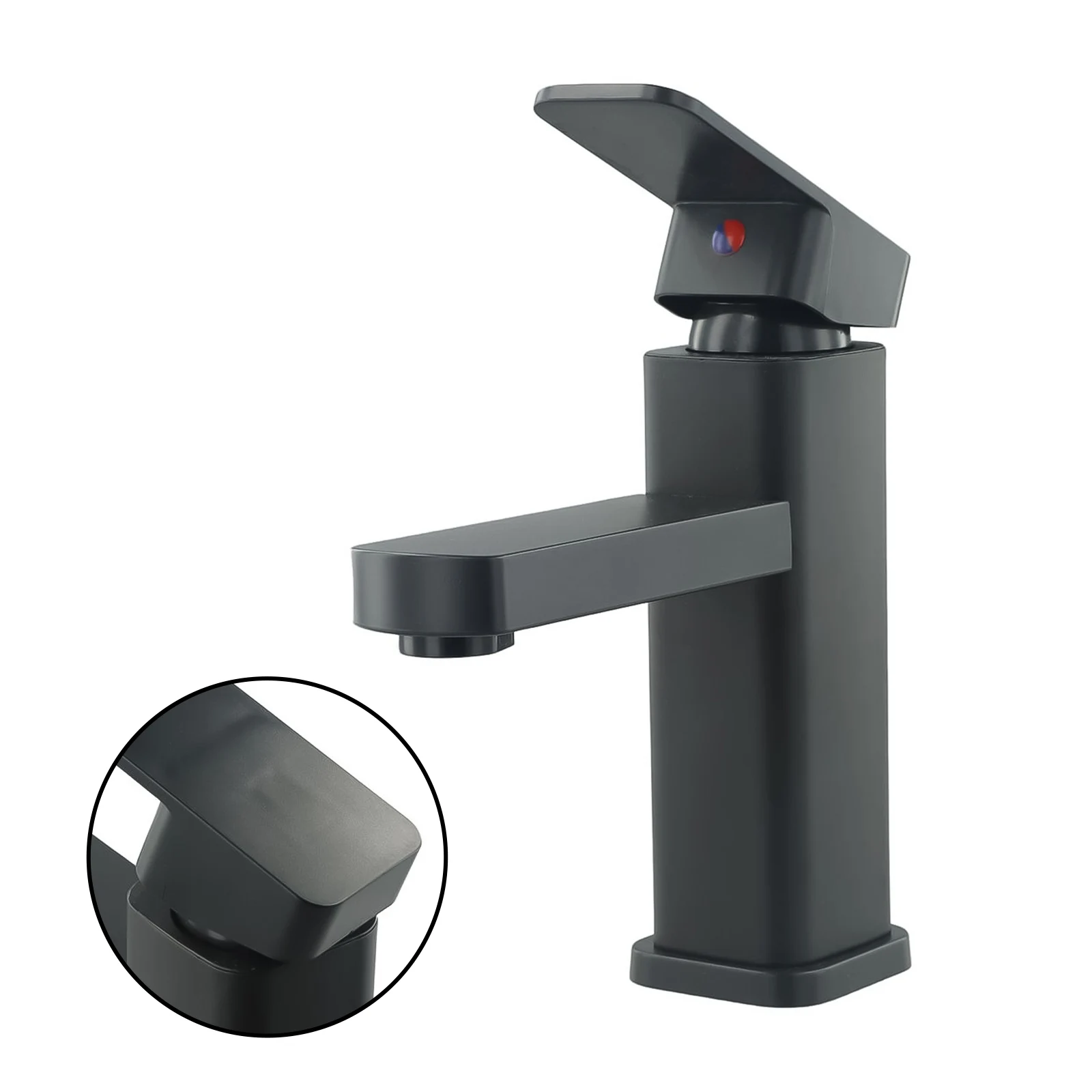 Bathroom Sink Tap Rozin Matte Black Basin Faucet Deck Mounted Single Lever Chrome Square Mono Hot/Cold Water Faucet Replace