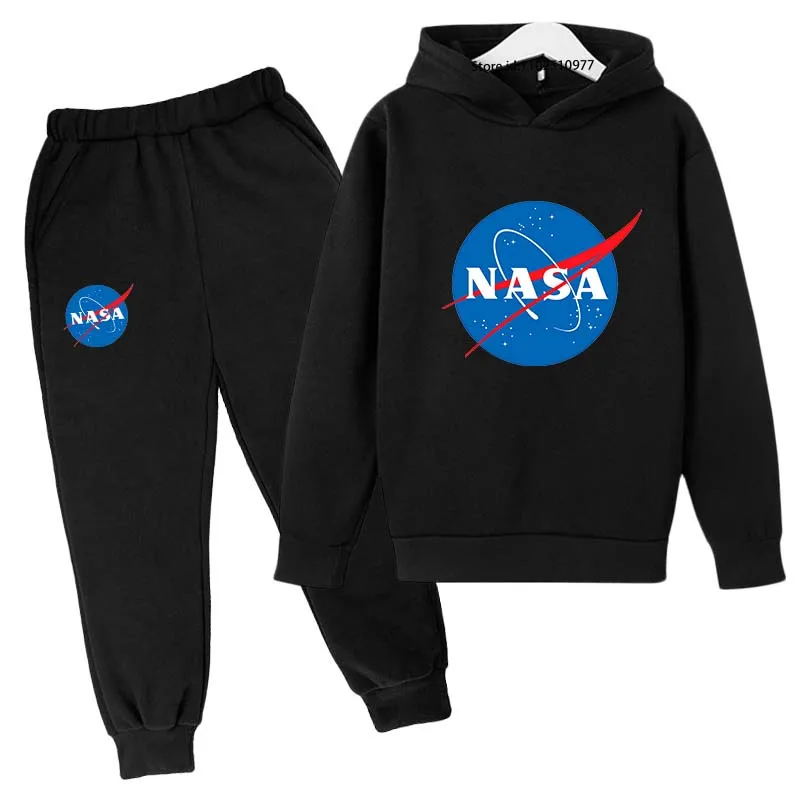 Kids NASA Fashion Casual Spring Autumn 2pcs Hoodie + jogging pants Tracksuits 3-12 Years Boys Girls Trend Outfits Children Clothes