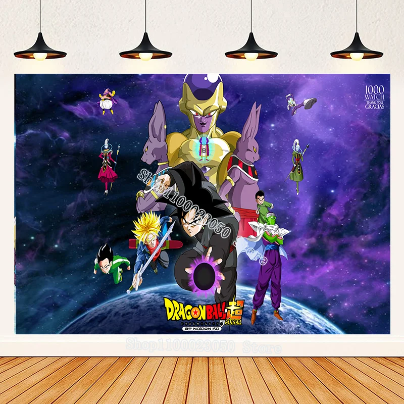 Dragon Ball Happy Birthday Backdrop Cartoon Anime Son Goku Wall Decoration Photography Background Party Supplies Christmas Gifts