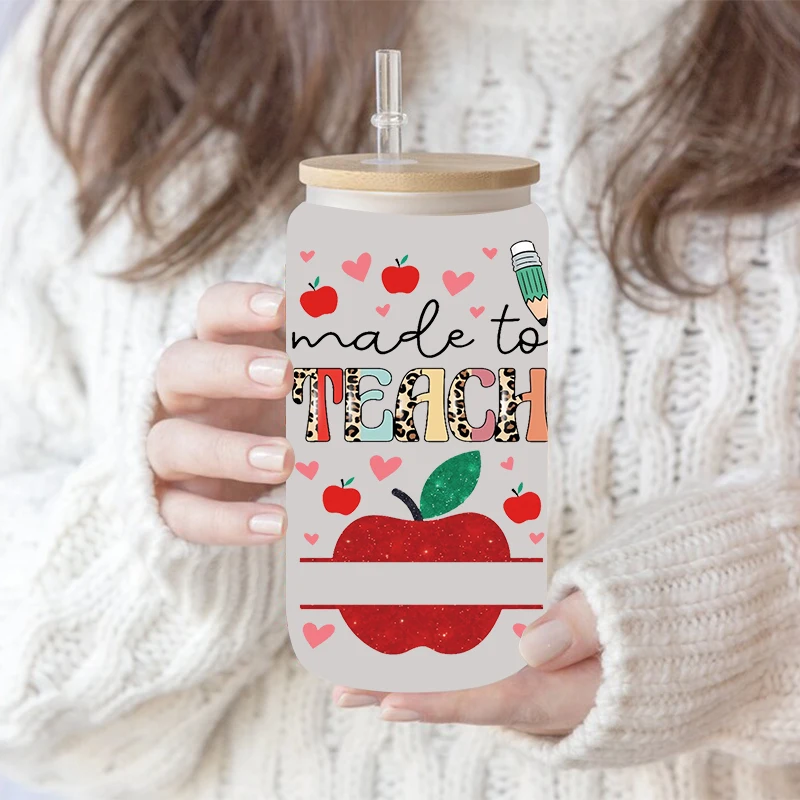 UV DTF Transfer Sticker Teacher For The 16oz Libbey Glasses Wraps Bottles Cup Can DIY Waterproof Decals D3768 dtf transfer sticker