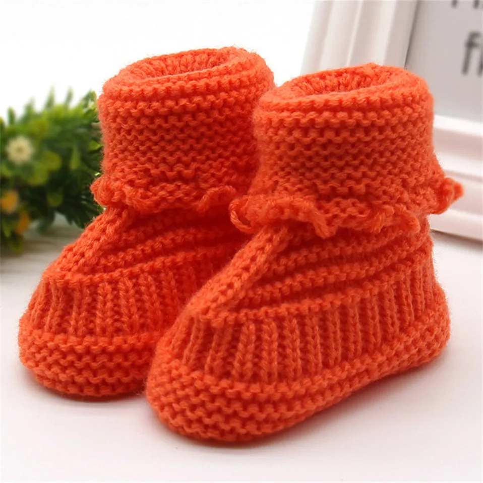 Newborn Booties Baby Socks Shoes Knitting Wool Girl Boy Winter Warm Cute Toddler Prewalkers Soft Infant Crib Crawl Shoes 2
