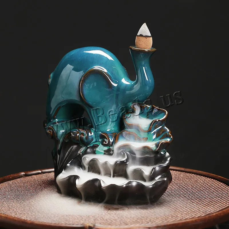 ElephantBackflowIncenseBurnerWaterfallReflowIncenseHolderSandalwoodIncenseBaseCeramic