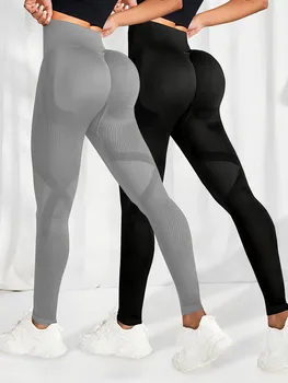 Leggings da yoga traspiranti a vita alta per donna Abbigliamento sportivo per il controllo della pancia in tinta unita Comodo collant da palestra per fitness Abbigliamento sportivo 1