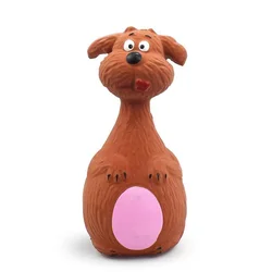 Cartoon Dog Toy for Teeth Cleaning and Training - Durable Rubber Chew Plaything (Brown Cartoon toys)