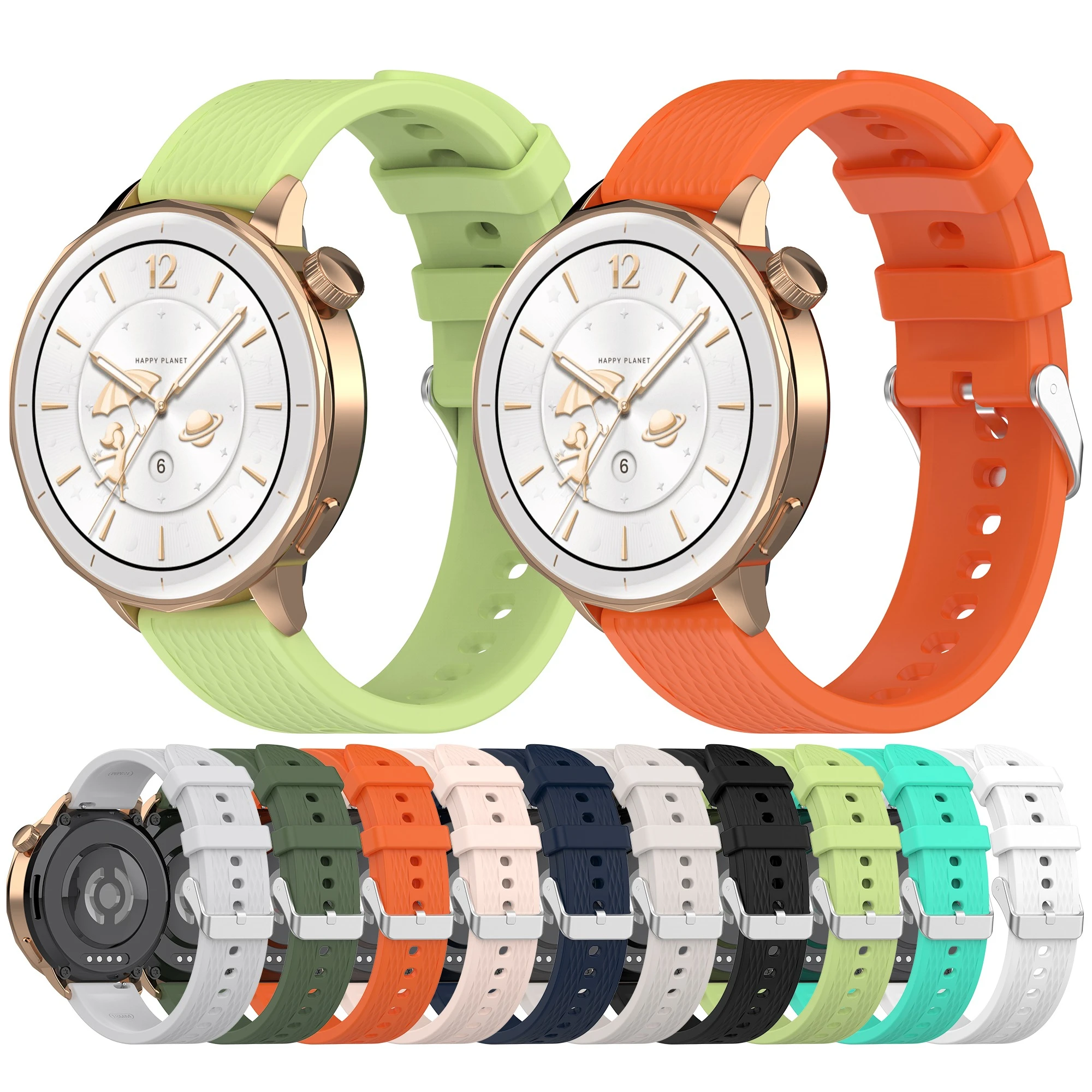 Classic 18mm Skin-friendly Diamond-patterned Silicone Strap