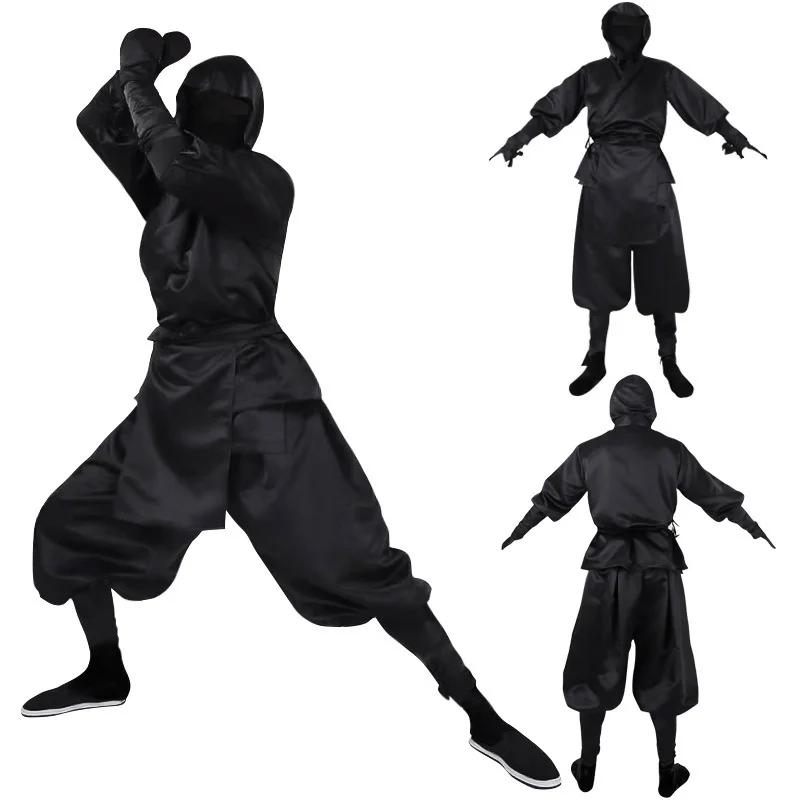 thumbnail image 1 of Disfraces de Halloween Traje de ninja blanco y negro para hombre japonés Disfraz de actuación, 1 of 4